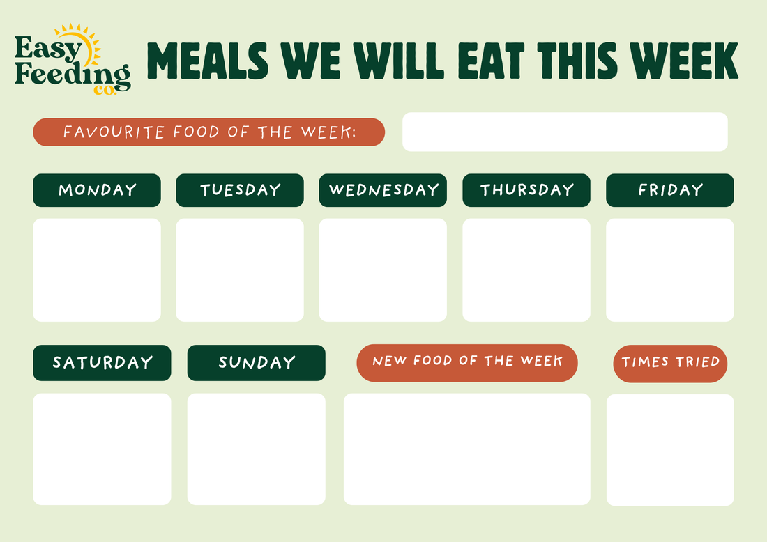 Free printable one-page family meal planner for kids
