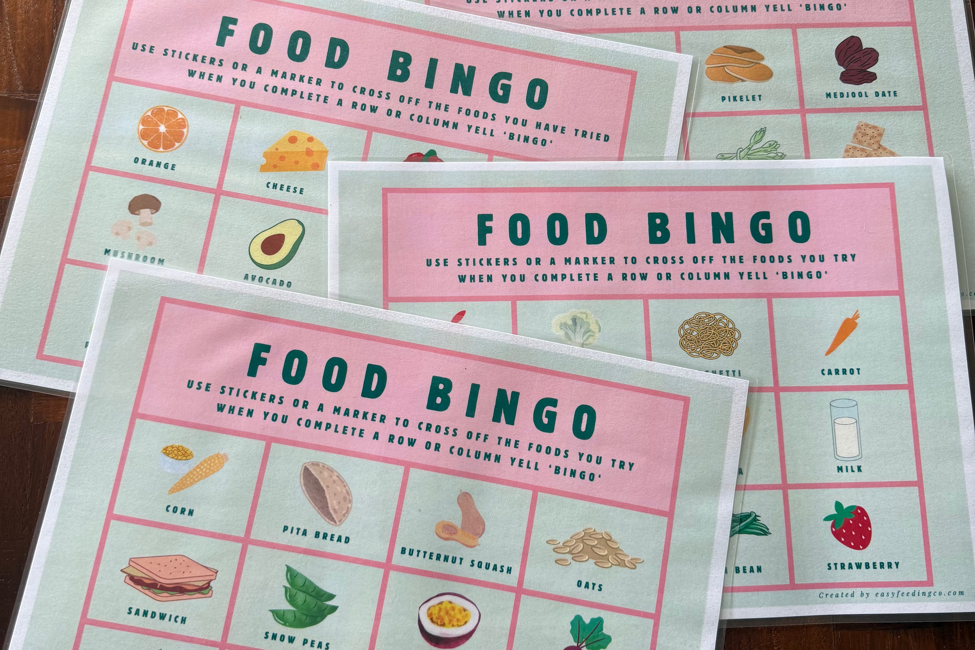 Printable Food Bingo Cards For Kids